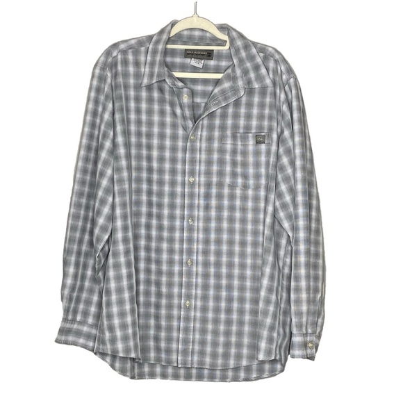 Billabong Gray Gingham Plaid Long Sleeve Button Down Casual Shirt XL - Picture 3 of 11